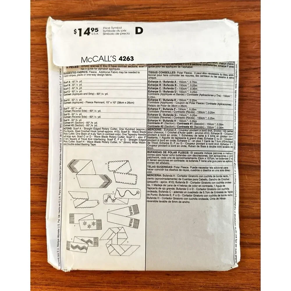 UNCUT McCalls Vintage Sewing Pattern 4263 Scarf Wrap Poncho